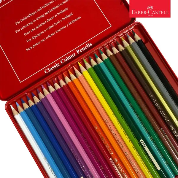 Classic 24 Colour Pencil Flat Tin Faber Castell 115845