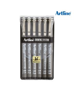 Artline Drawing System Pens Black 6pcs