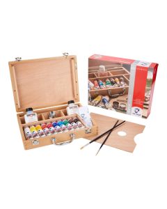 Acrylic colour wooden box Basic | 10 x 40 ml + accessories - Van Gogh
