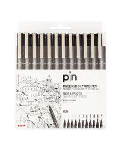 Uni Pin Fineliner Drawing Pen Set of 12