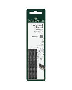 Faber Castell Pitt Compressed Charcoal Sticks, Extra Soft - Set of 3 - #129996