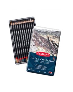 Derwent Tinted Charcoal Pencils, 4mm Core, Metal Tin, 12