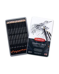 Derwent Graphic Drawing Pencils, Soft, Metal Tin of 12