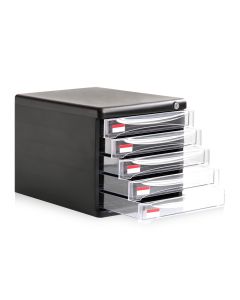 File Cabinet 5 Drawer With Lock - Black