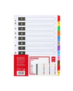 Divider 1 - 12 Colour With Number Manila