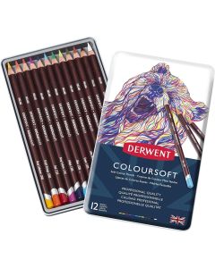 Derwent Colorsoft Pencils, 4mm Core, Metal Tin, 12 Count