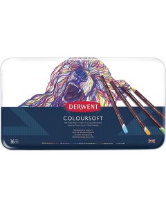 Derwent Colorsoft Pencils, 4mm Core, Metal Tin, 36 Count