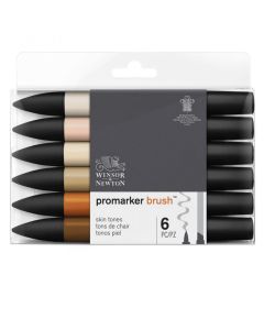 Winsor & Newton Promarker Brush Markers - Skin Tones, Set of 6