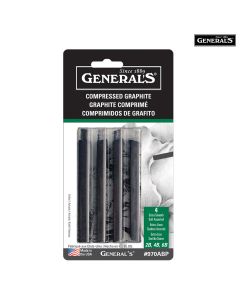 General Pencil Compressed Graphite Sticks Black - 2B, 4B & 6B