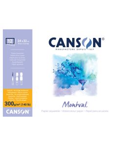 Canson montval watercolour pad 300 g glued 4 sides - 24 x 32 cm