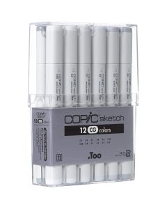 Copic Markers 12-Piece Sketch Set, Cool Gray 0675