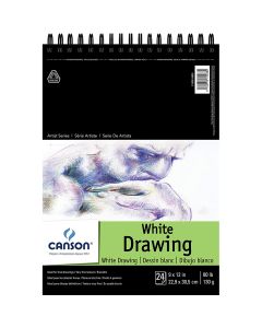 Canson Artist Series 1557 Pure White Drawing Pad  9" x 11" - 100510890
