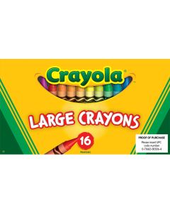 Crayola Large Size Classic Crayons, 16 Count And Colors