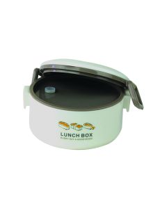 Lunch Box With Container Round White with Brown