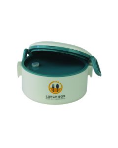 Lunch Box With Container Round White with Blue - A