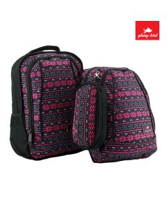 Backpack Glossy Bird Black Pink 2089