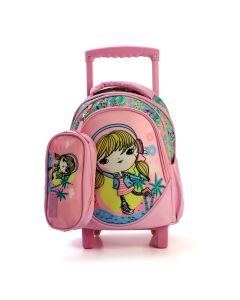 Glossy Bird Trolly School Bag - Cute Pink 2 - 14 Inch