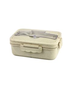 Lunch Box with Spoon & Fork 0001-02 - Beige