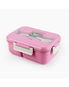 Lunch Box with Spoon & Fork - Pink 9021