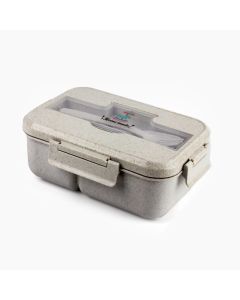 Lunch Box with Spoon & Fork - Beige 9021