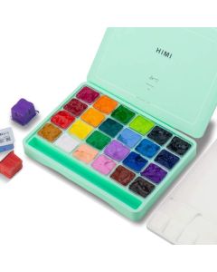 HIMI Gouache Paint Set, 24 Colors x 30ml Unique Jelly Cup Design Green