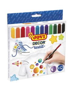 Jovi Decor Textile Set of 12 fabric Pens, Assorted Colours
