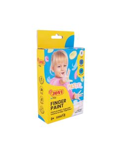 JOVI Kids Finger Paint 2+ Certified, Box of 6 x 15ml in Pastel Colours