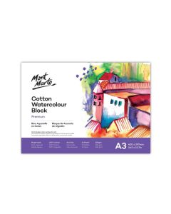 Mont Marte Cotton Watercolour Paper Pad 300gsm A3 12 Sht