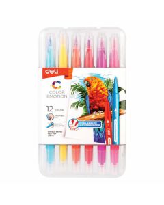 Color Emotion Double Ended Felt pen brush tip set of 12 Deli - C151-12