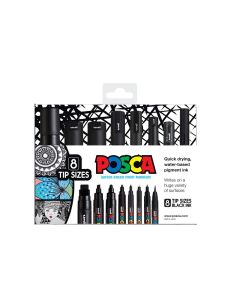 Posca Paint Markers - Black, Set of 8, Assorted Tips