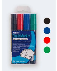 Chalk Marker Ser of 4 Standard Colour - 4mm Artline