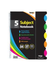 5 SUBJECT NOTEBOOK TWIN WIRE A4 – TIGER