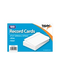 Record card white ruled 8x5 100sht 302102 Tiger