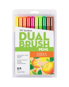 Tombow Dual Brush Pen Art Markers, 10C Set, Citrus - 56196