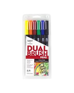Dual Brush Pen Art Markers, Primary, 6-Pack - 56214