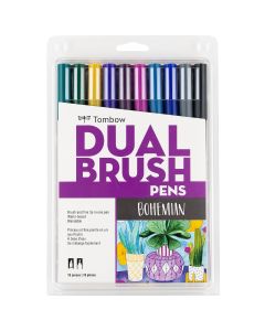 Tombow Dual Brush Pen Art Markers, 10C Set, Bohemian - 56218