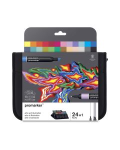 Winsor & Newton ProMarker Set, 24 Count, Arts & Illustration Wallet