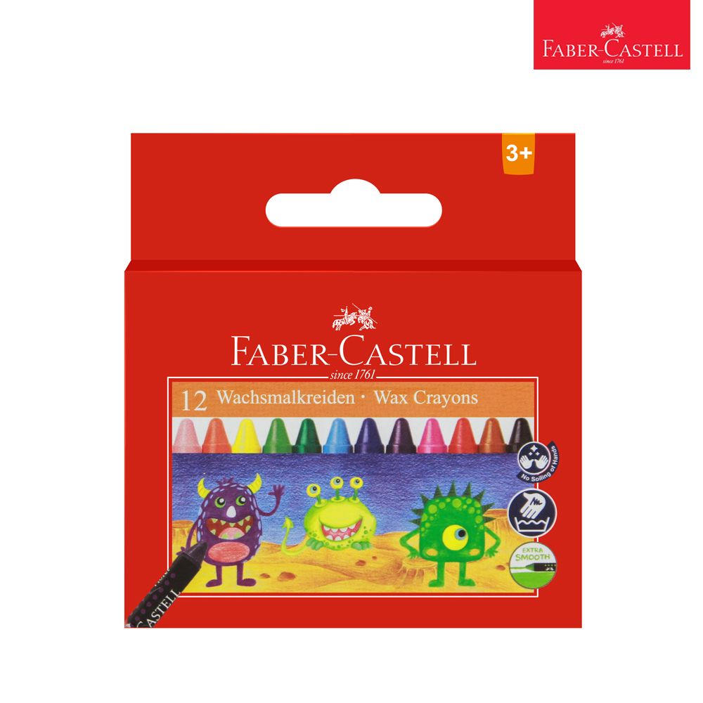 Wachsmalkreiden Wax Crayons 12 Colours Faber Castell