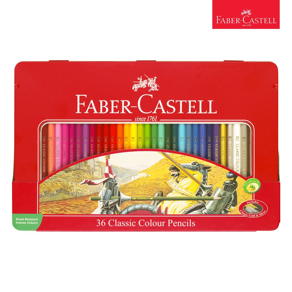 Classic 36 Colour Pencil Flat Tin Faber Castell 115846