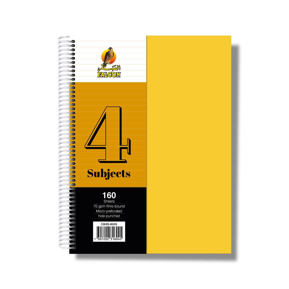 University Book 4 Subjects - A4 Yellow