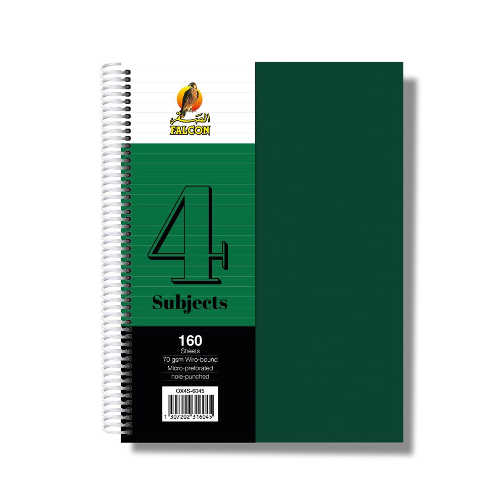 University Book 4 Subjects - A4 Dark Green
