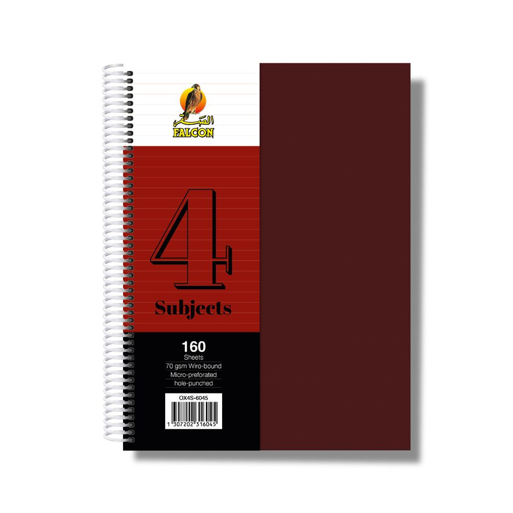 University Book 4 Subjects - A4 Maroon