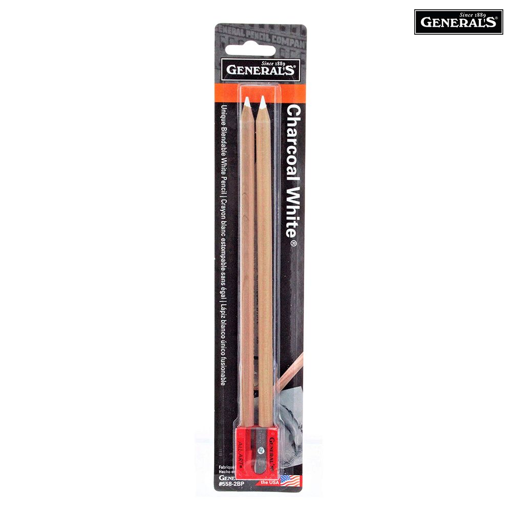 General Pencil Charcoal pencil white set of 2 with Sharpener