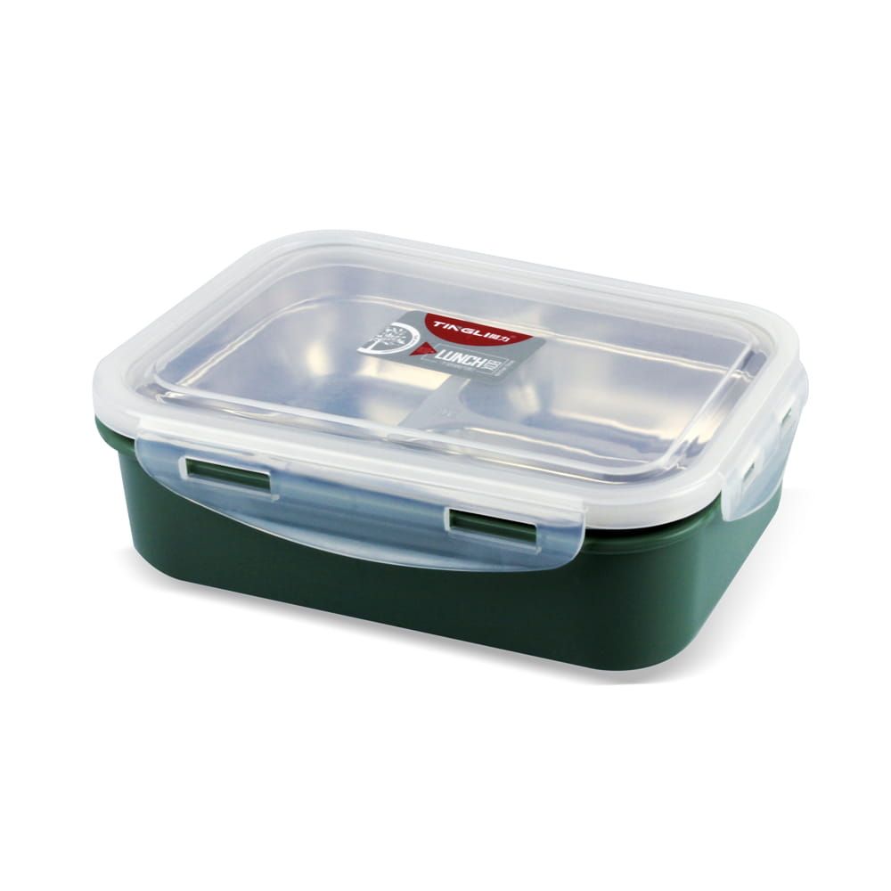Lunch Box with 3 Conpartments - Green - 8107