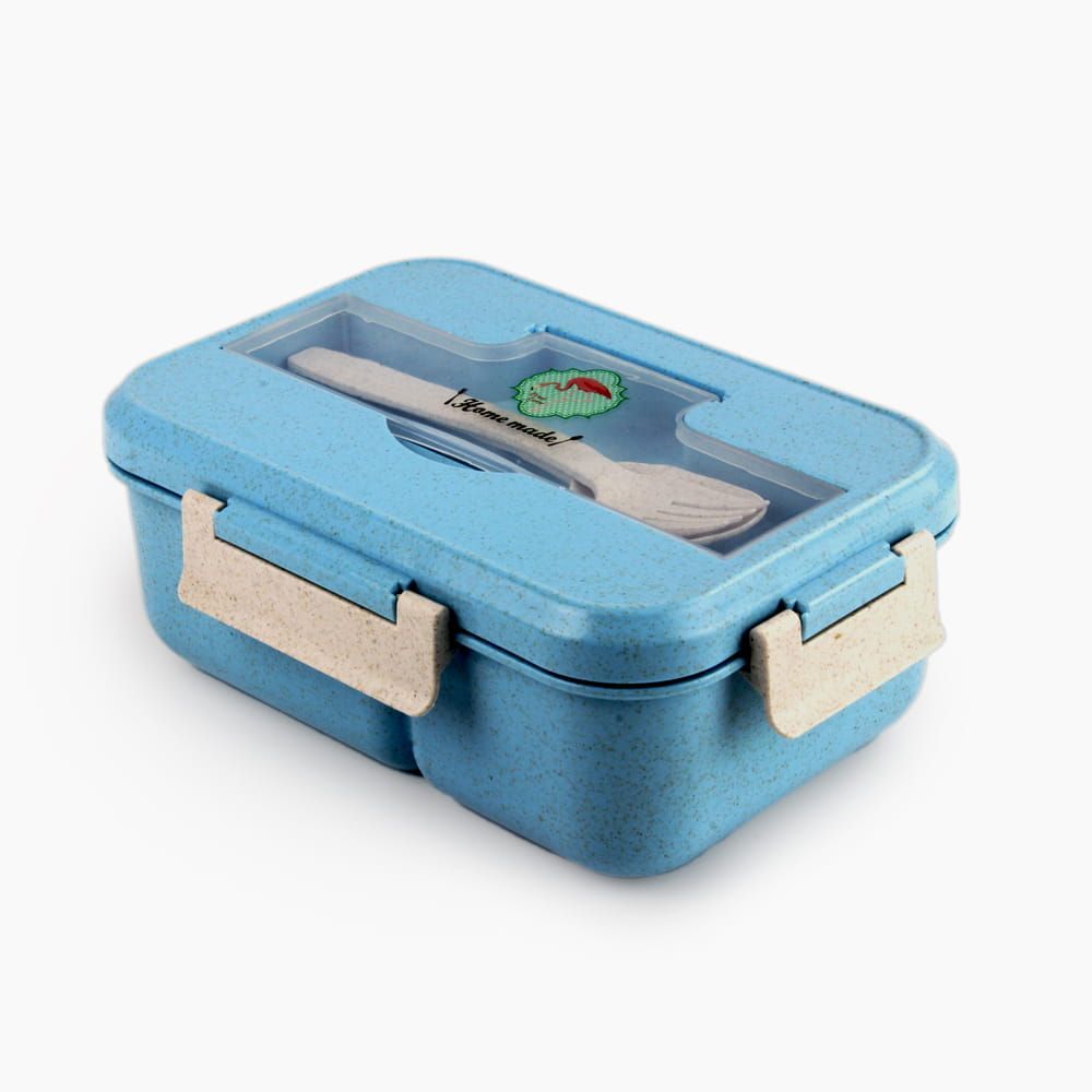 Lunch Box with Spoon & Fork - Blue 9021