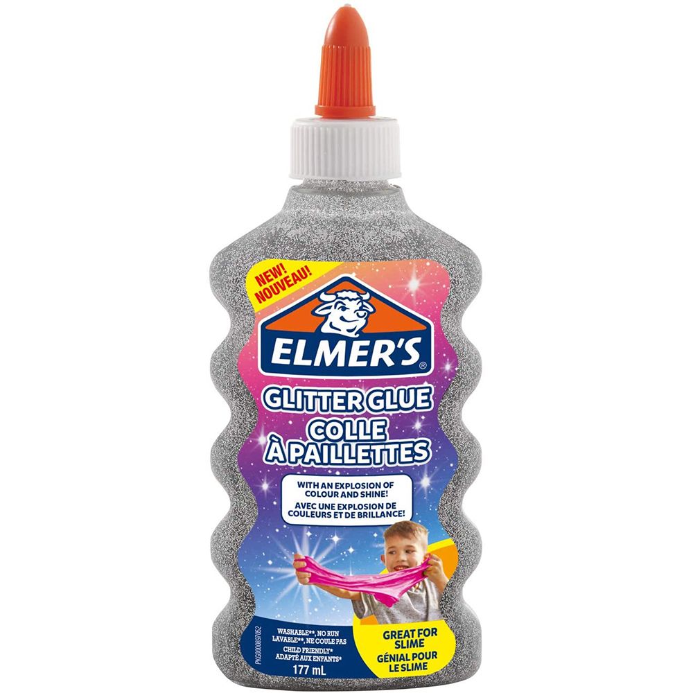 Elmer's Glitter Glue, Silver, 177 mL, Washable and Kid Friendly