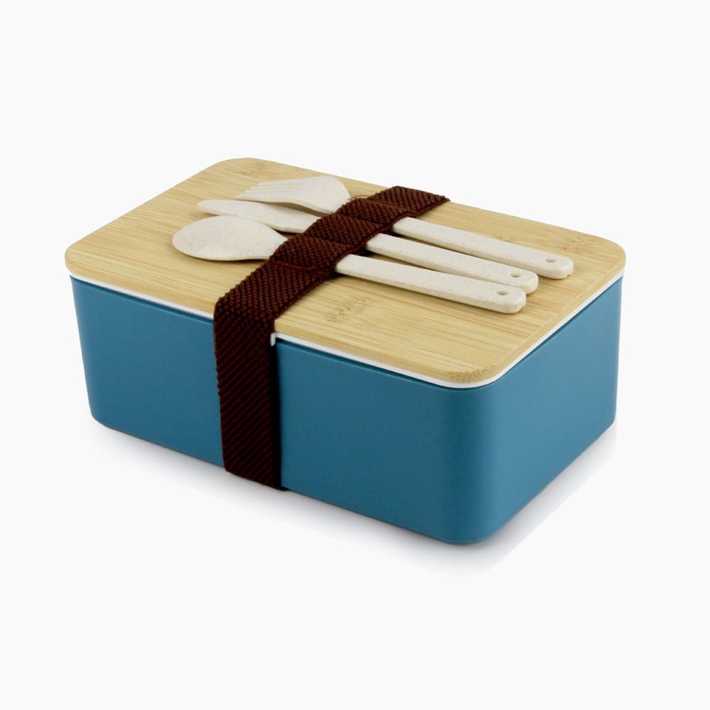 Lunch Box with Spoon, Fork & Knife - Blue 566