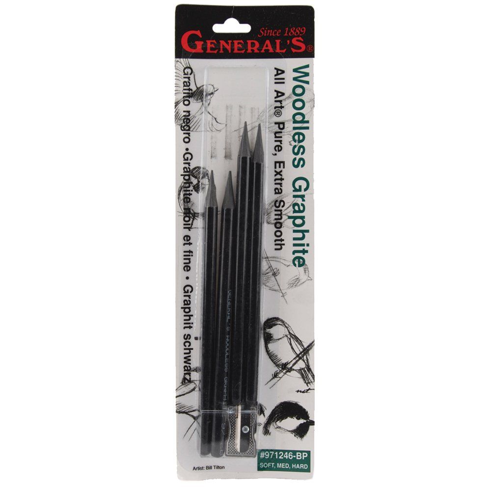 General Pencil Woodless Graphite Pencils & Sharpener