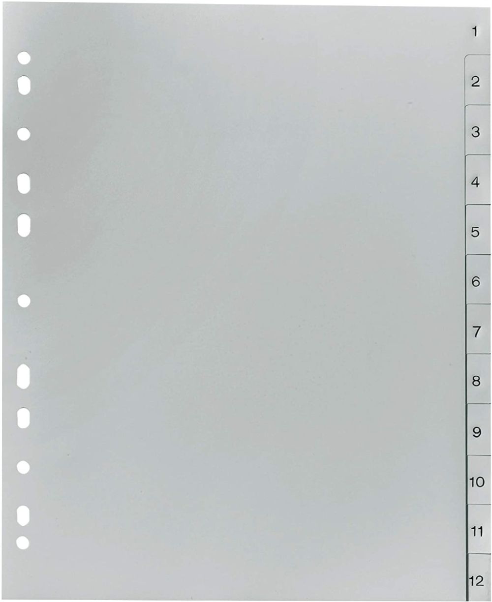 Divider 1 - 12 With Number Grey Plastic