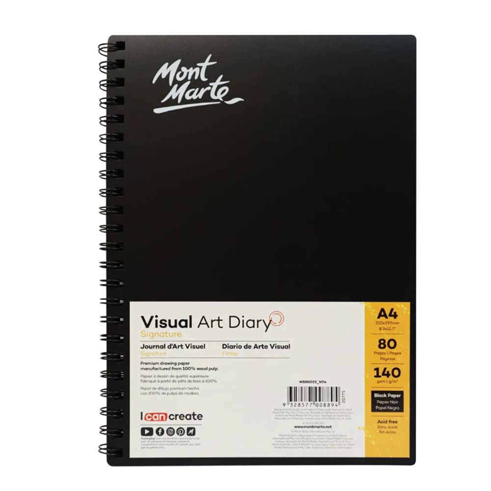 Mont Marte Visual Art Diary Black Sheets A4